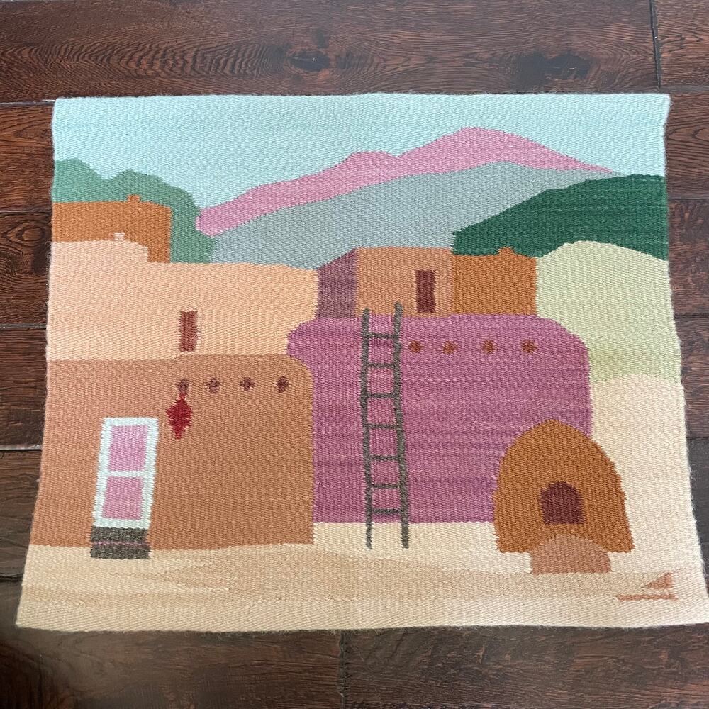 Hand Woven Southwest Tapestry Wool Textile Art Pueblo Handcrafted Linda Breyer